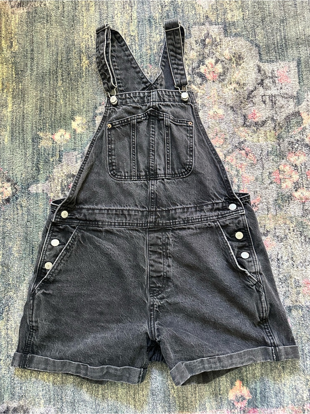 Old Navy Black Denim Short Overalls Large Perfect for Fall and Layering So Cute!